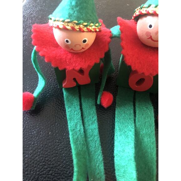Vintage ELF Shelf Sitter “Noel”Christmas Decor Handmade Wood Blocks Dangle Limbs - Picture 2 of 7
